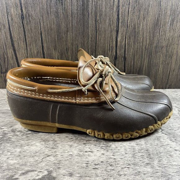 VINTAGE LL Bean Maine Hunting Shoes Mens 9 Low Boots Slip On Brown USA Made main image 6